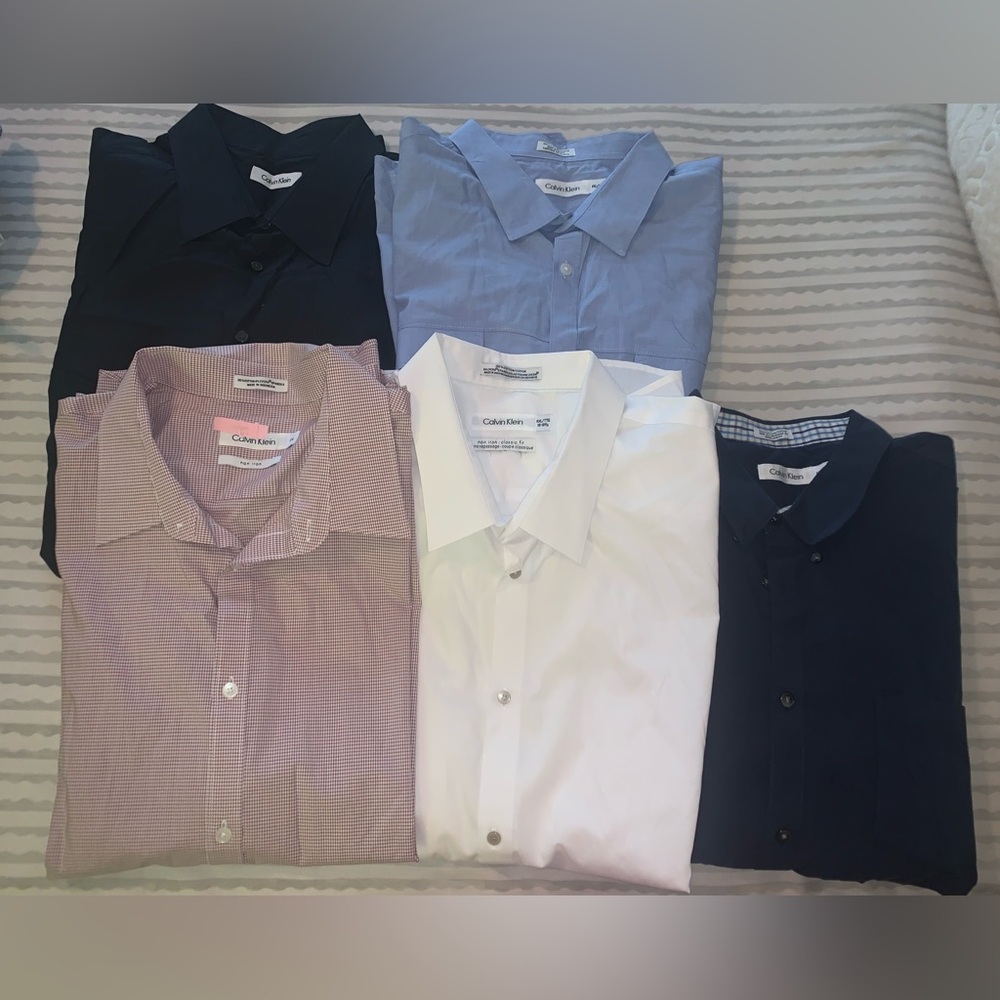Calvin Klein Men's Collar Long Sleeves Button Down Shirt Size XXL Lot 5